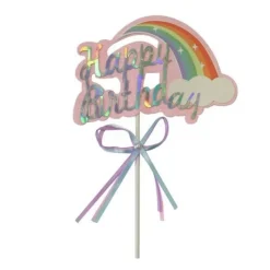 Cerf Dellier Cake topper Happy Birthday arc en ciel