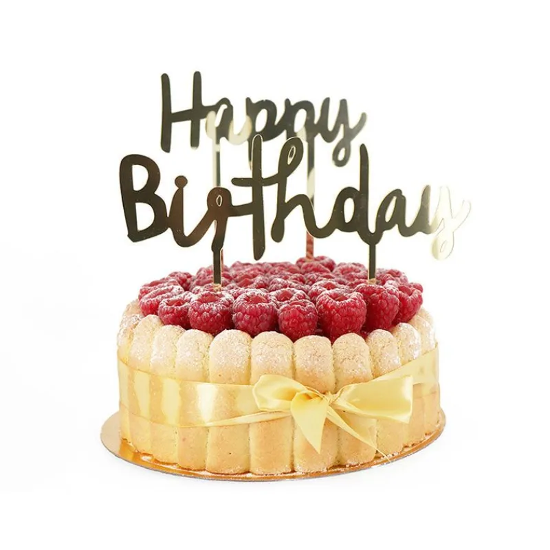 Cerf Dellier Cake Topper Happy Birthday doré