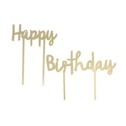 Cerf Dellier Cake Topper Happy Birthday doré