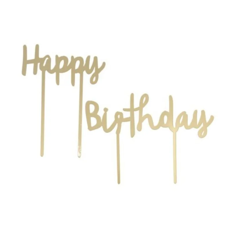 Cerf Dellier Cake Topper Happy Birthday doré