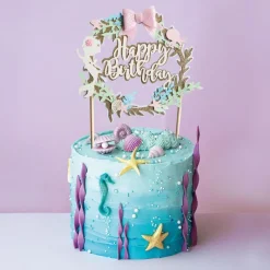 Cerf Dellier Cake topper "Happy birthday" thème sirène