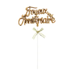 Cerf Dellier Cake topper "Joyeux anniversaire"