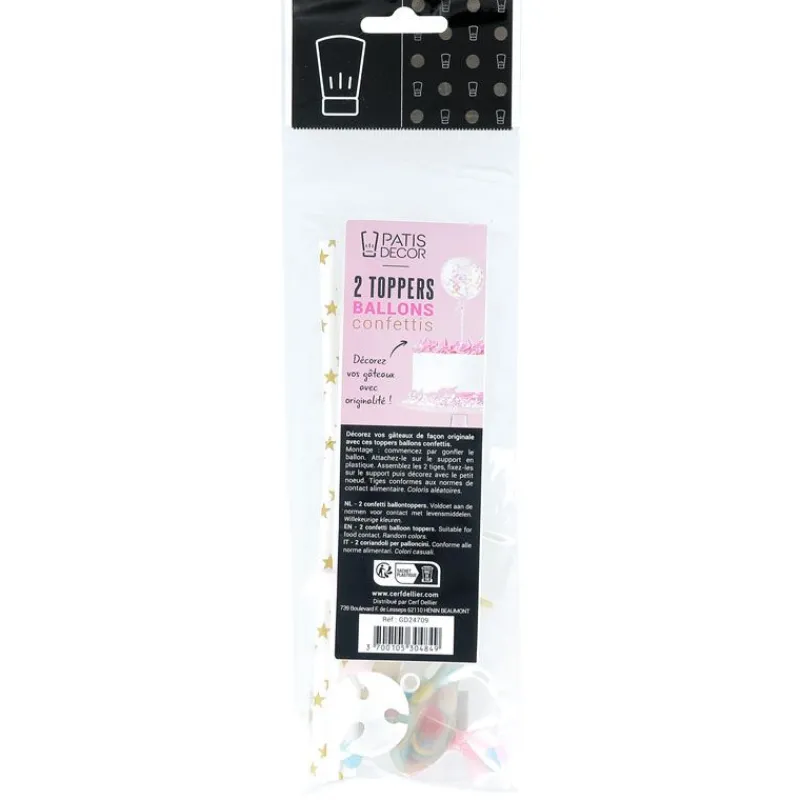 Cerf Dellier Cake toppers ballons & confettis (x2)