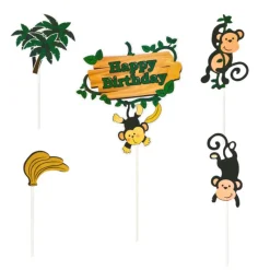 Cerf Dellier Cakes toppers Anniversaire jungle (x5)
