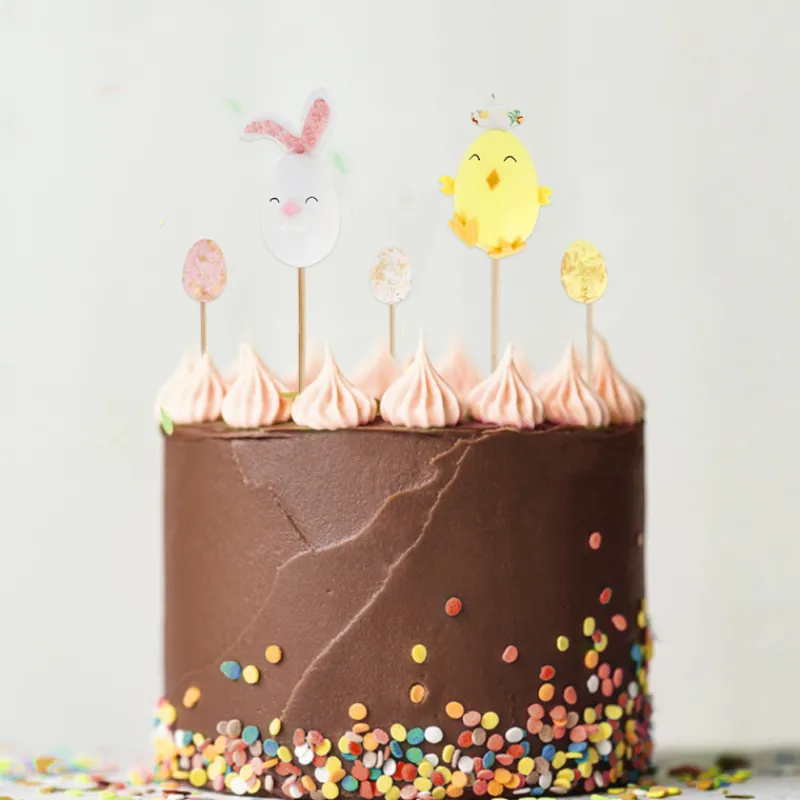 Cerf Dellier Cakes toppers lapin et poussin de Pâques (x5)