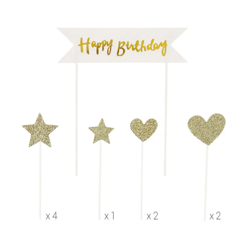 Cerf Dellier Cakes toppers "Happy birthday" 2 (x10)