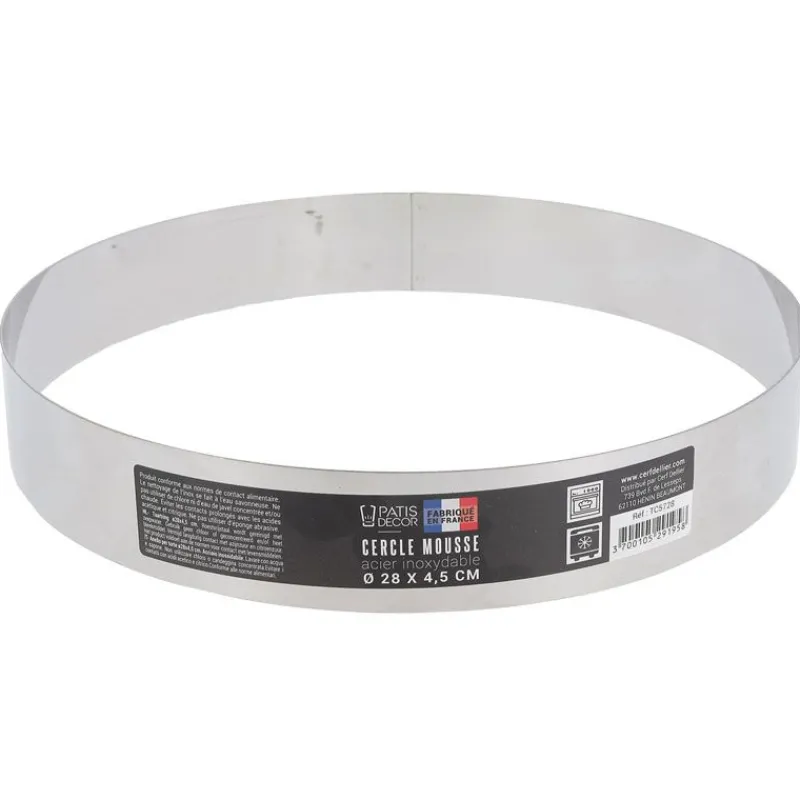 Cerf Dellier Cercle à mousse inox H 4,5 cm Ø 28 cm