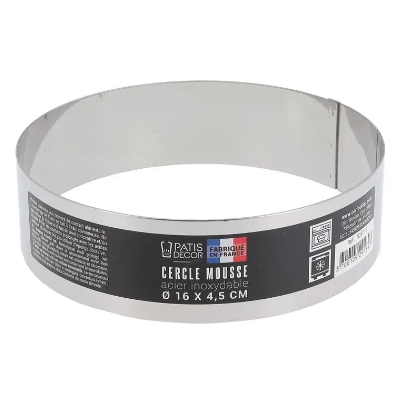 Cerf Dellier Cercle à mousse inox H 4,5 cm Ø 16 cm