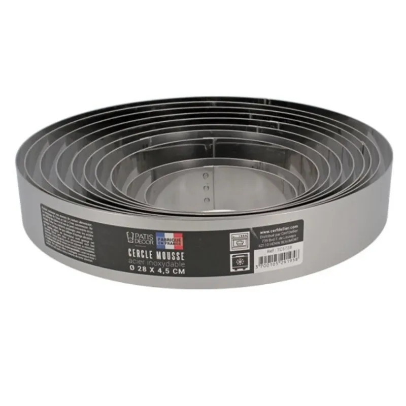 Cerf Dellier Cercle à mousse inox H 4,5 cm Ø 10 cm