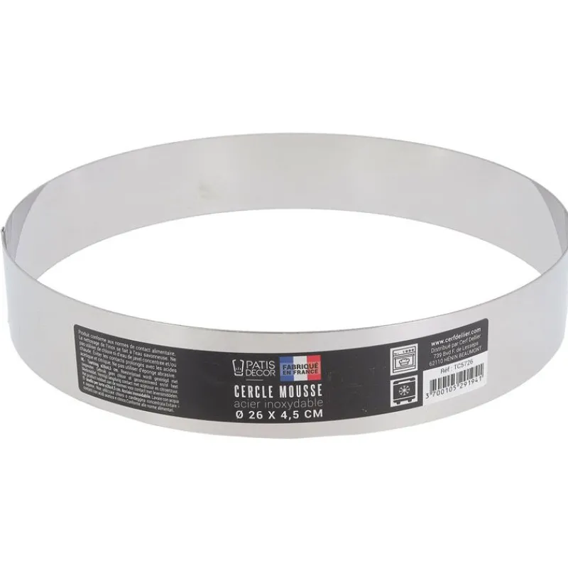 Cerf Dellier Cercle à mousse inox H 4,5 cm Ø 26 cm