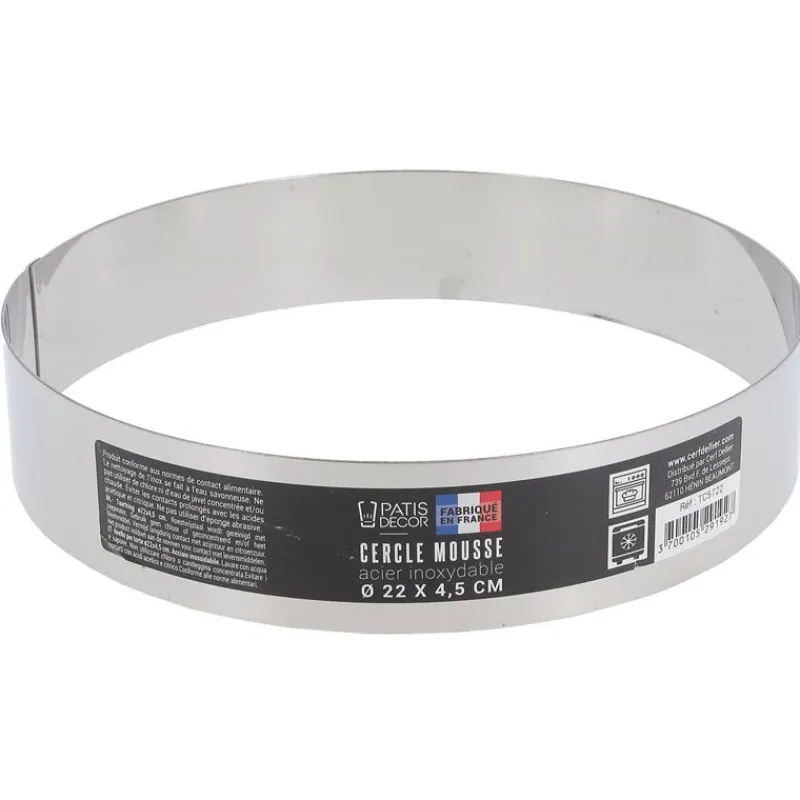 Cerf Dellier Cercle à mousse inox H 4,5 cm Ø 22 cm