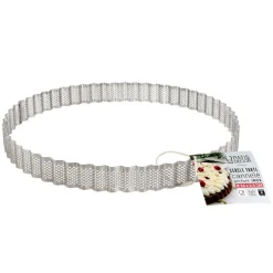 Cerf Dellier Cercle à tarte cannelé perforé inox H 2,5 cm Ø 24 cm