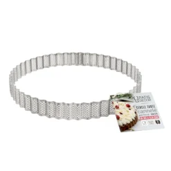 Cerf Dellier Cercle à tarte cannelé perforé inox H 2,5 cm Ø 20 cm