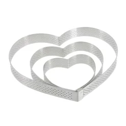 Cerf Dellier Cercle à tarte cœur perforé inox H 2 cm De Buyer