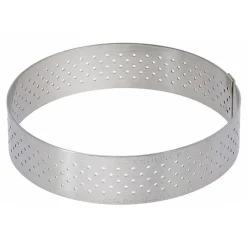 Cerf Dellier Cercle à tarte perforé à bord droit inox H 2 cm De Buyer