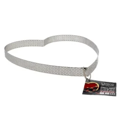 Cerf Dellier Cercle à tarte perforé coeur inox H 2 cm Ø 24 cm