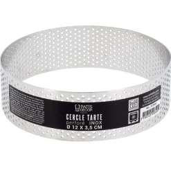 Cerf Dellier Cercle à tarte perforé inox H 3,5 cm Ø 12 cm