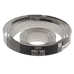 Cerf Dellier Cercle à tarte perforé inox H 3,5 cm Ø 12 cm
