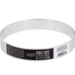 Cerf Dellier Cercle à tarte perforé inox H 2 cm Ø 12,7 cm