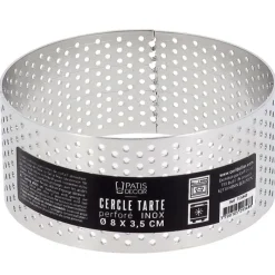 Cerf Dellier Cercle à tarte perforé inox H 3,5 cm Ø 8 cm