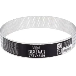 Cerf Dellier Cercle à tarte perforé inox H 3,5 cm Ø 18 cm