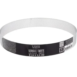 Cerf Dellier Cercle à tarte perforé inox H 3,5 cm Ø 24 cm