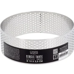 Cerf Dellier Cercle à tarte perforé inox H 3,5 cm Ø 10 cm