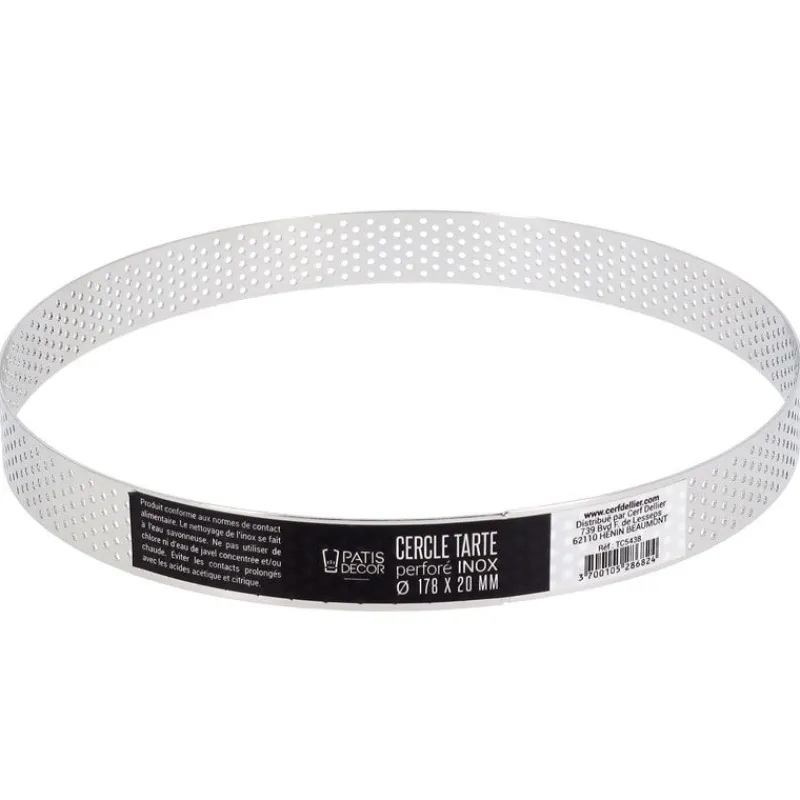 Cerf Dellier Cercle à tarte perforé inox H 2 cm Ø 17,8 cm
