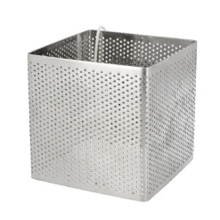 Cerf Dellier Cercle perforé carré en acier inoxydable carré - 8 x 8 x 8 cm