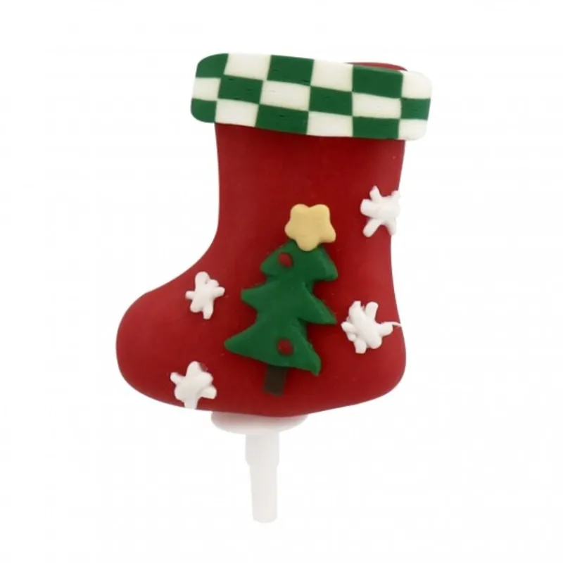 Cerf Dellier Chaussette de Noël décorée sur pique