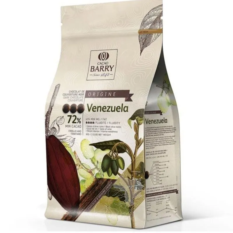 Cerf Dellier Chocolat de Couverture Noir Origine Venezuela 72 % 1 Kg