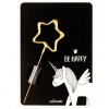 Cerf Dellier Cierge magique étoile doré + carte licorne Be Happy