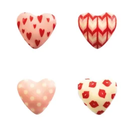 Cerf Dellier Coeurs roses assortis en chocolat blanc (x72)