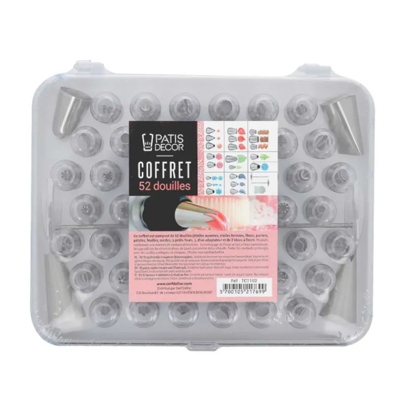Cerf Dellier Coffret 52 douilles décors fins inox