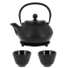 Cerf Dellier Coffret théière + tasses à points en fer noir - 900 ml