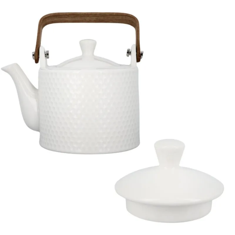 Cerf Dellier Coffret théière + tasses en céramique blanche - 900 ml