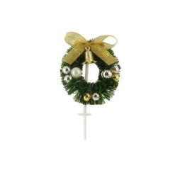 Cerf Dellier Couronne de Noël dorée sur pique