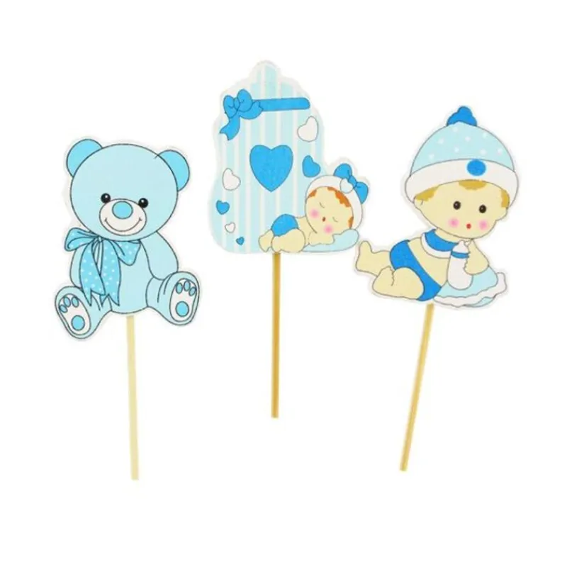 Cerf Dellier Cupcake Toppers Bébé garçon en bois (x3)