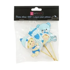 Cerf Dellier Cupcake Toppers Bébé garçon en bois (x3)