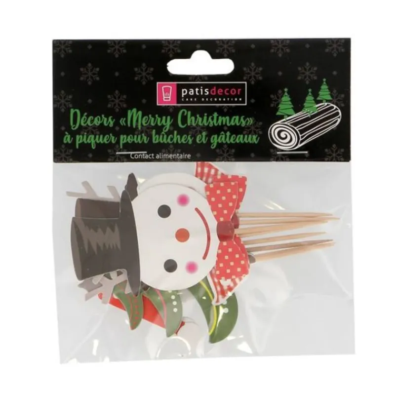 Cerf Dellier Cupcake Toppers Merry Christmas assortis (x8)