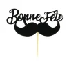 Cerf Dellier Cupcake Toppers Moustache "Bonne Fête" (x30)