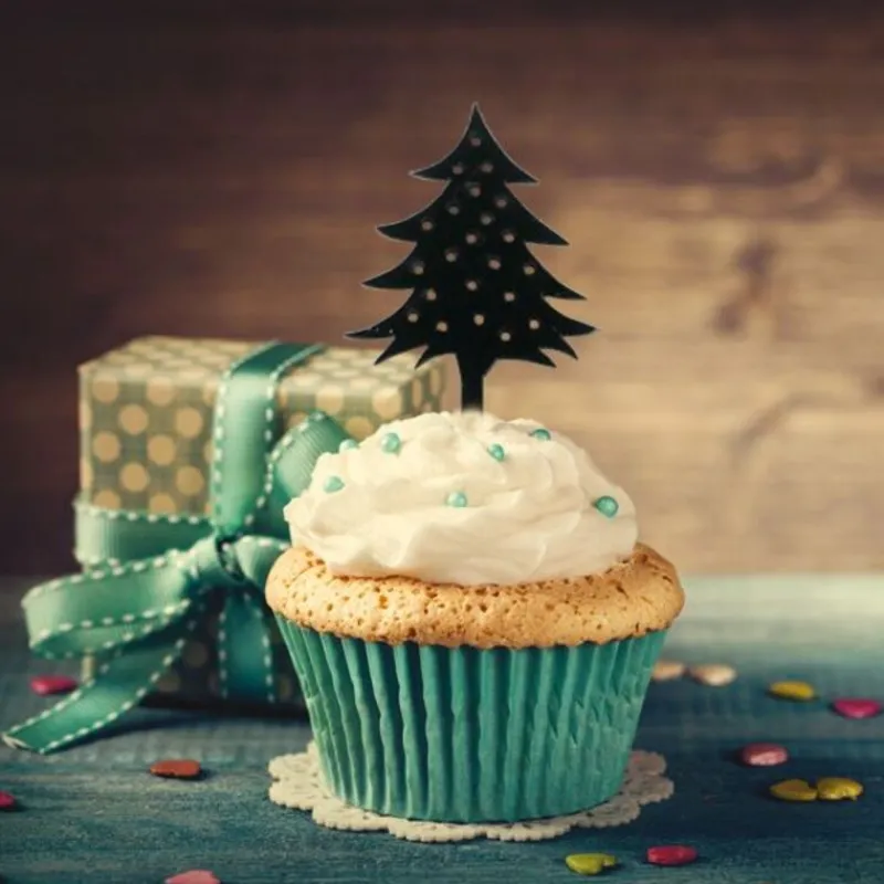 Cerf Dellier Cupcake Toppers Sapin de Noël (x 8)