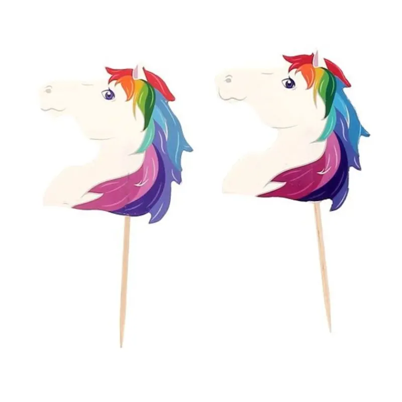 Cerf Dellier Cupcake Toppers Têtes de chevaux arc-en-ciel (x 20)
