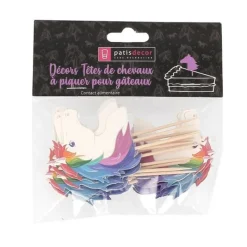 Cerf Dellier Cupcake Toppers Têtes de chevaux arc-en-ciel (x 20)