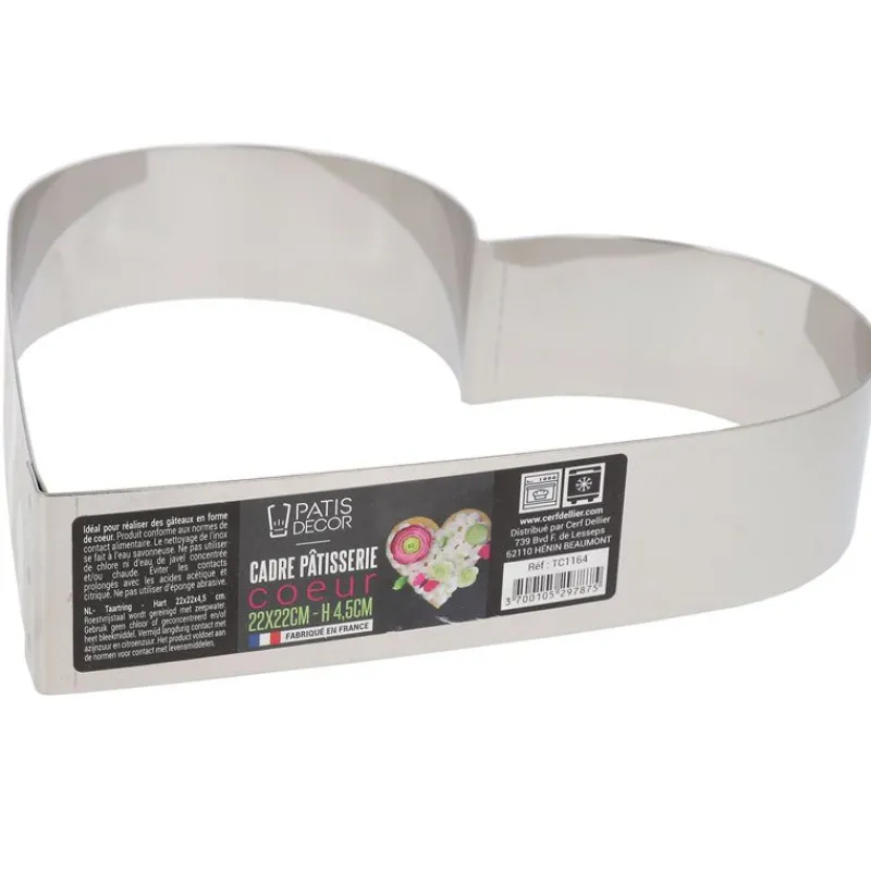 Cerf Dellier Cœur à mousse inox H 4,5 cm L 22 cm