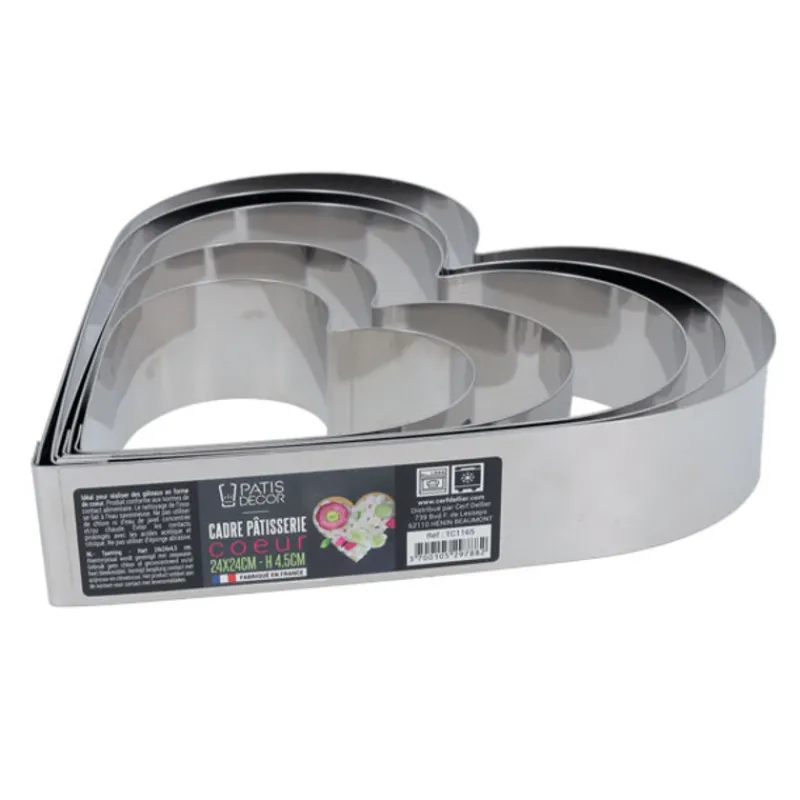 Cerf Dellier Cœur à mousse inox H 4,5 cm L 18 cm