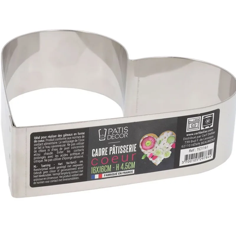 Cerf Dellier Cœur à mousse inox H 4,5 cm L 16 cm