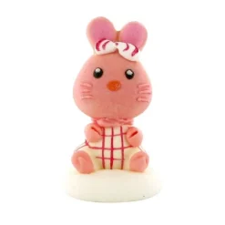 Cerf Dellier Décor comestible Lapin Rose Assis 5,5 cm
