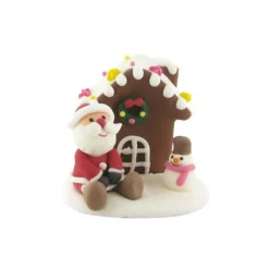 Cerf Dellier Décor comestible Père Noël assis et chalet
