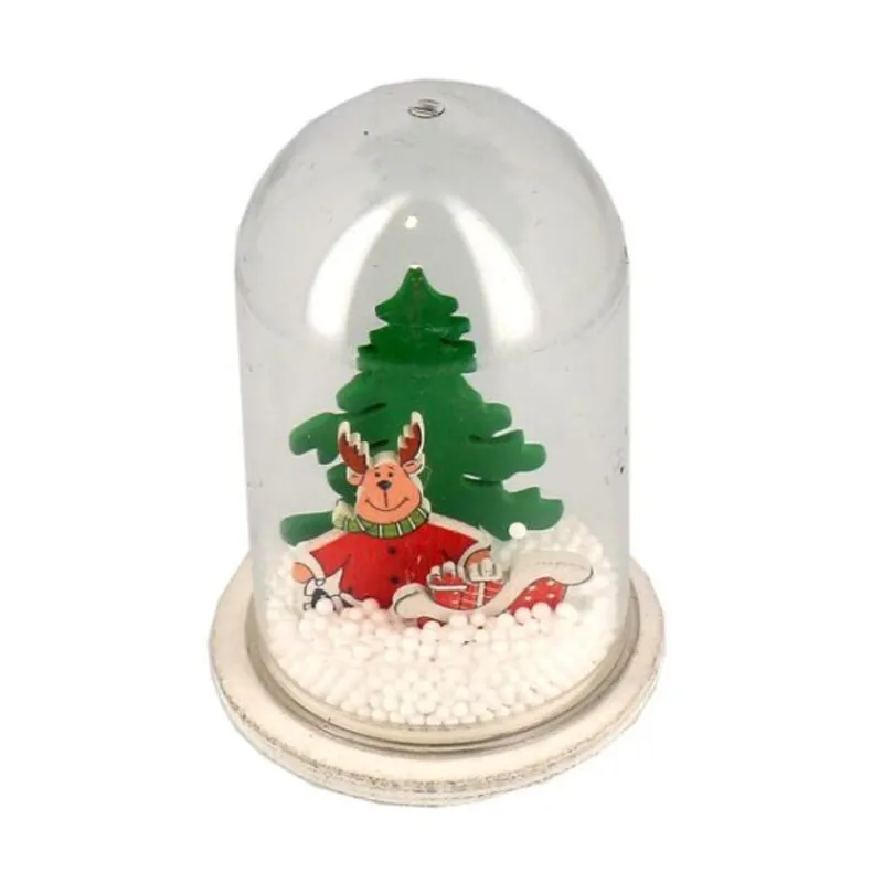 Cerf Dellier Décor de noël pour bûche "boule à neige renne de noël" à poser